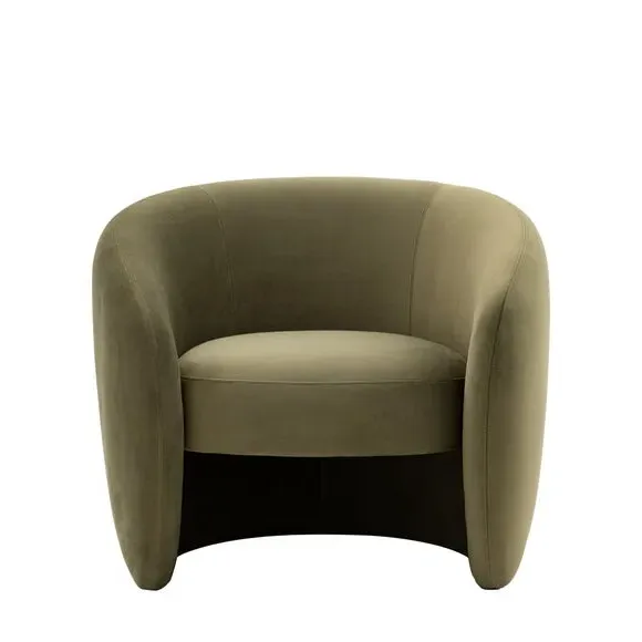 Tub Chair with Curved Back - Moss Green, Fabric