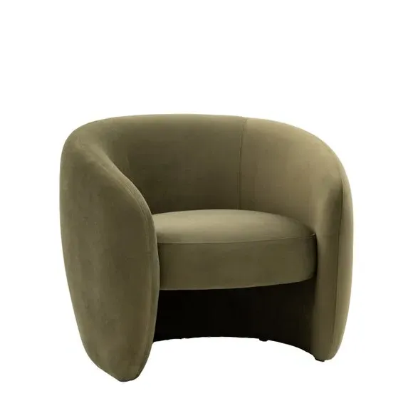 Tub Chair with Curved Back - Moss Green, Fabric