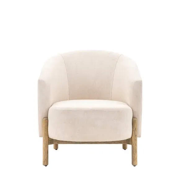 Tub Chair with Curved Back - Natural, Fabric