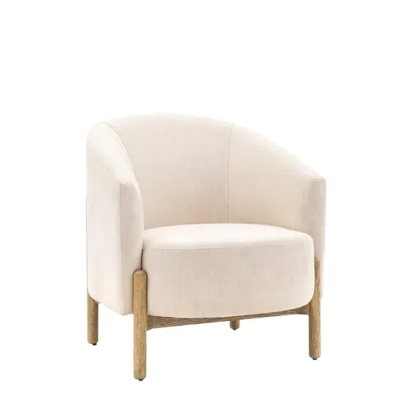 Tub Chair with Curved Back - Natural, Fabric
