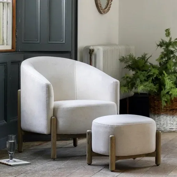 Tub Chair with Curved Back - Natural, Fabric image