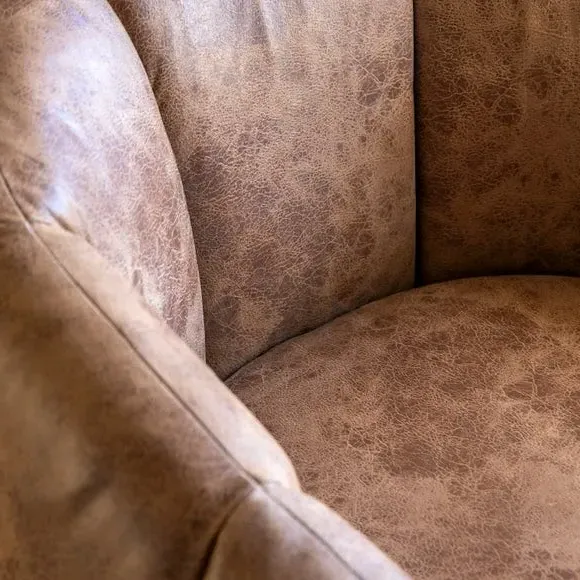 Tub Chair with Curved Frame - Tan, Leather