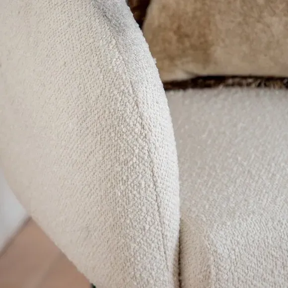 Tub Chair with Metal Legs - White, Boucle