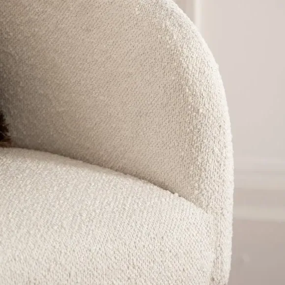 Tub Chair with Metal Legs - White, Boucle