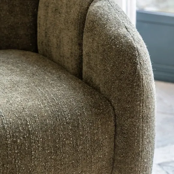 Tub Chair with Vertical Stitching - Green, Fabric