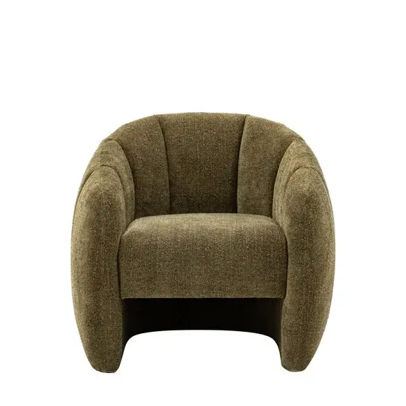 Tub Chair with Vertical Stitching - Green, Fabric