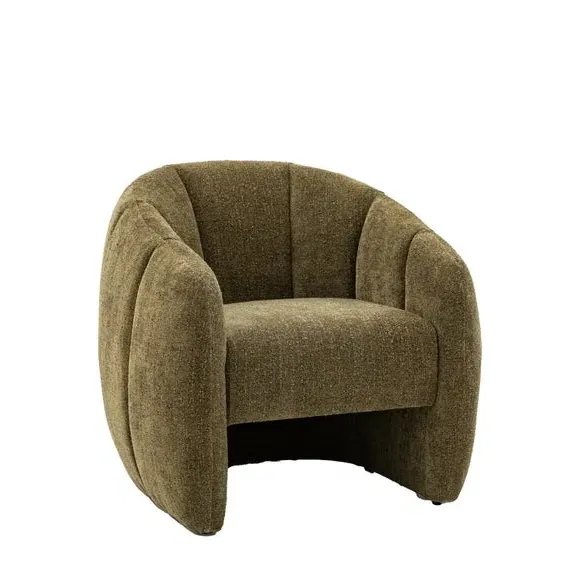 Tub Chair with Vertical Stitching - Green, Fabric