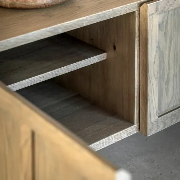 TV Unit with Panelled Fascias - Natural, Oak