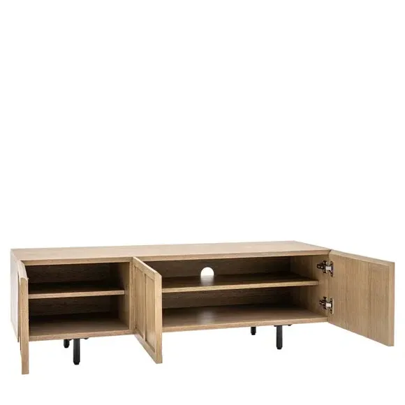 TV Unit with Panelled Fascias - Natural, Oak