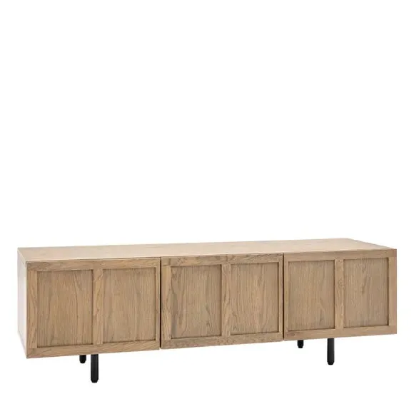 TV Unit with Panelled Fascias - Natural, Oak