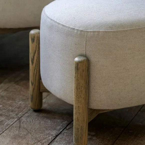 Upholstered Footstool - Natural, Fabric