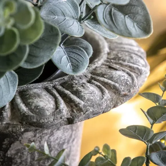 Urn Plant Pot with Aged Design - Grey