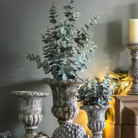 Urn Plant Pot with Aged Design - Grey