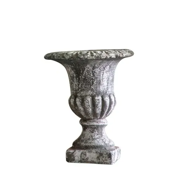 Urn Plant Pot with Aged Design - Grey