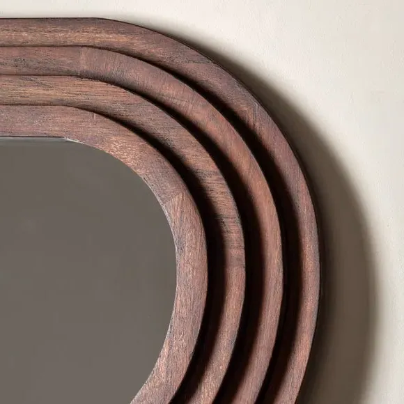 Wavy Rectangle Full Length Mirror - Brown