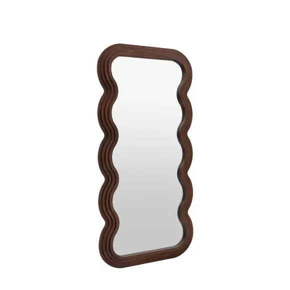 Wavy Rectangle Full Length Mirror - Brown