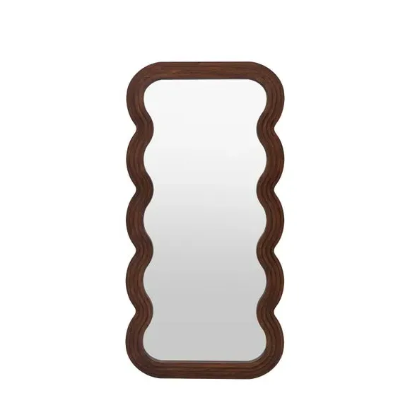 Wavy Rectangle Full Length Mirror - Brown