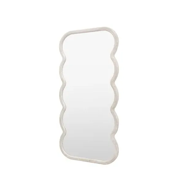 Wavy Rectangle Full Length Mirror - White