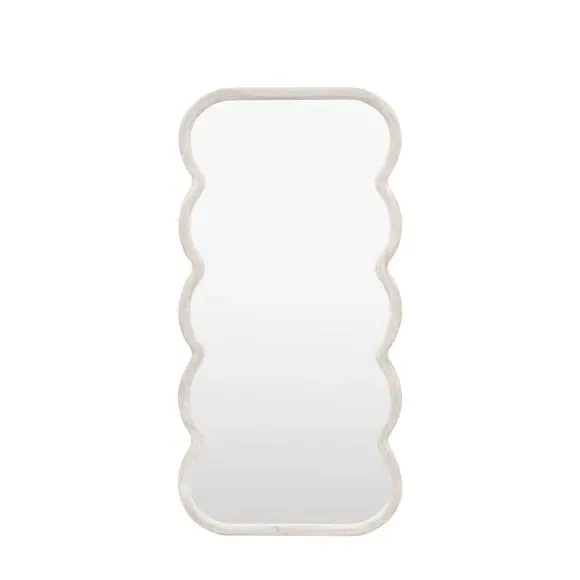 Wavy Rectangle Full Length Mirror - White