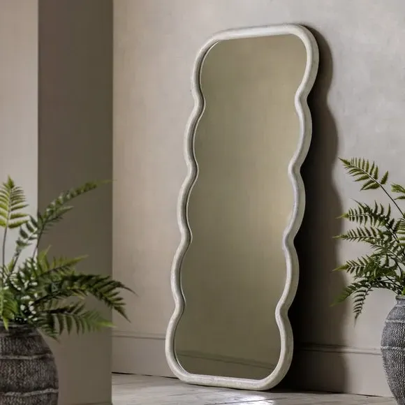 Wavy Rectangle Full Length Mirror - White image