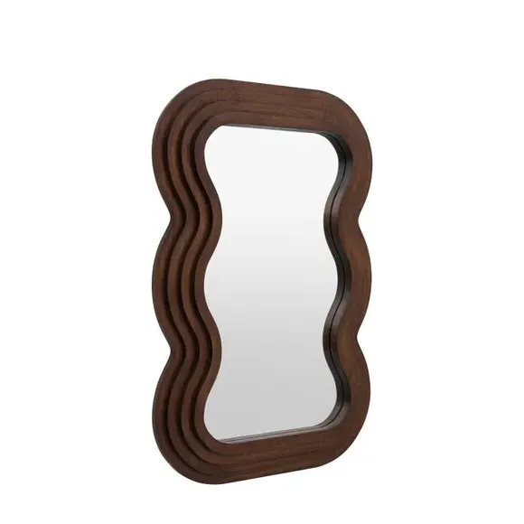 Wavy Rectangle Wall Mirror - Brown