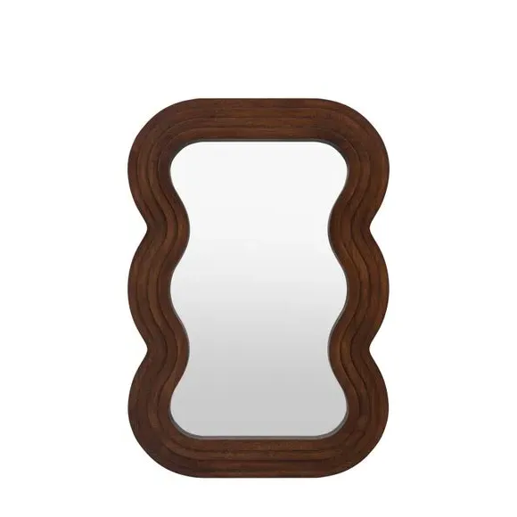 Wavy Rectangle Wall Mirror - Brown