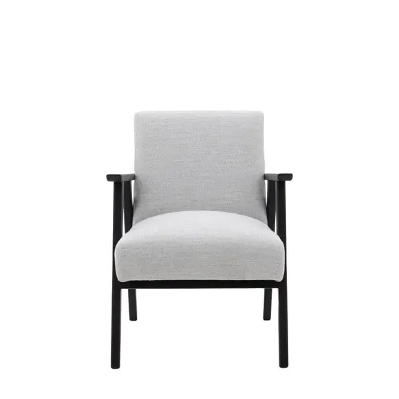 Wooden Arm Accent Chair - Grey, Linen