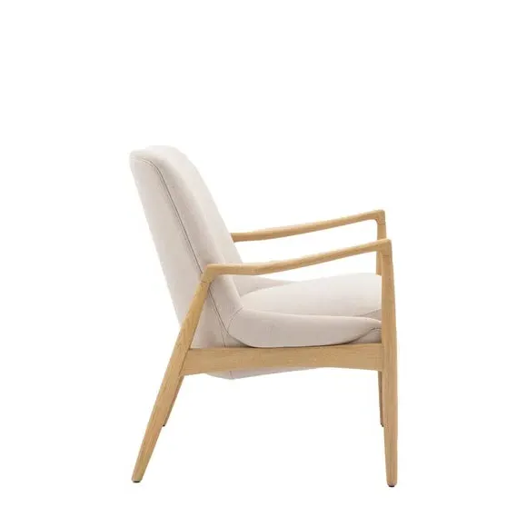 Wooden Arm Accent Chair - Natural, Linen
