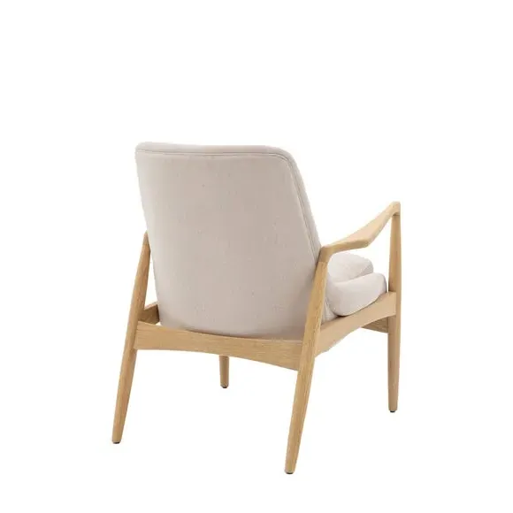 Wooden Arm Accent Chair - Natural, Linen