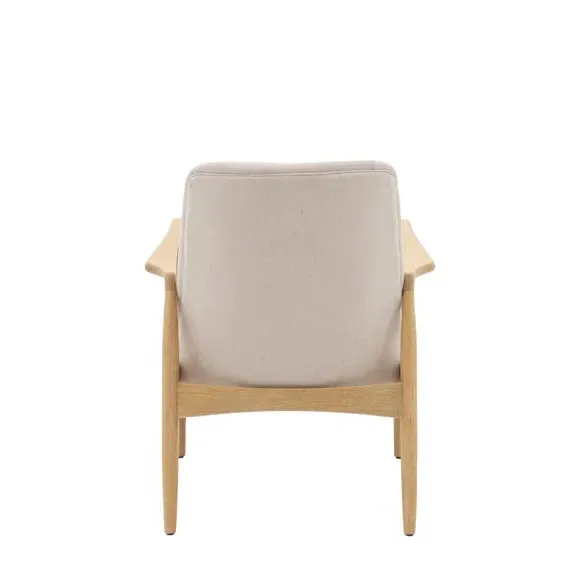 Wooden Arm Accent Chair - Natural, Linen