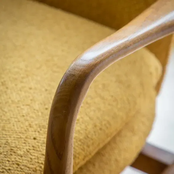 Wooden Arm Accent Chair - Ochre, Linen