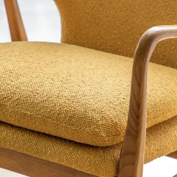 Wooden Arm Accent Chair - Ochre, Linen
