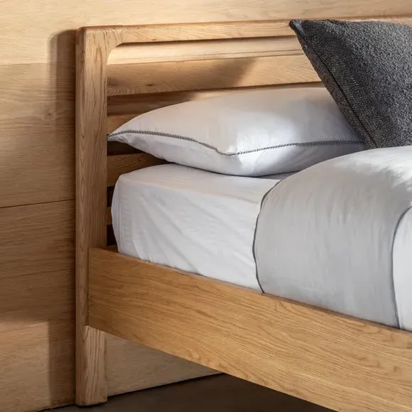 Wooden Bed Frame with Finger Joints - Natural, Oak