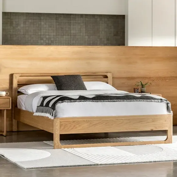 Wooden Bed Frame with Finger Joints - Natural, Oak