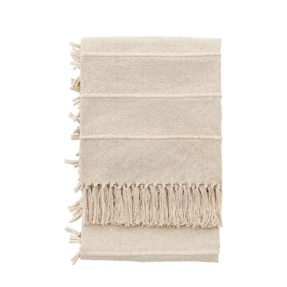 Woven Throw Blanket with Fringe - Cream image