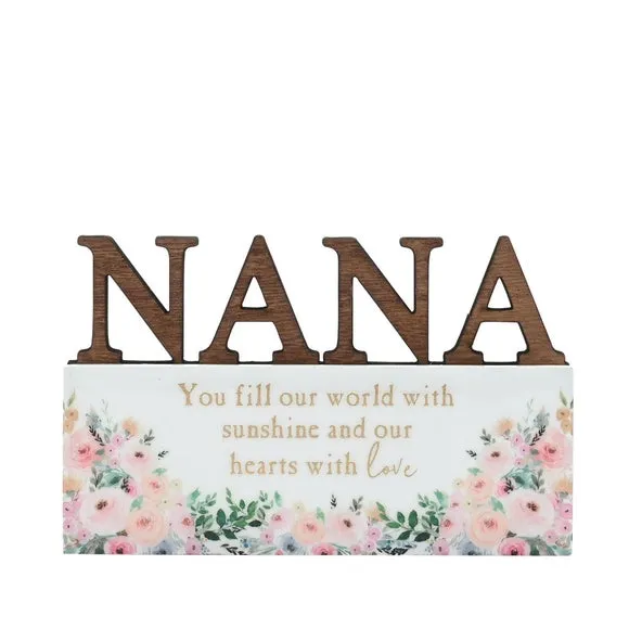 3D Word Plaque Nana - White, Wood image
