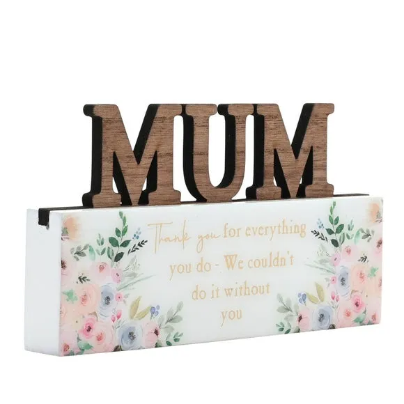 3D Word Plaque with Lettering - White, Wood