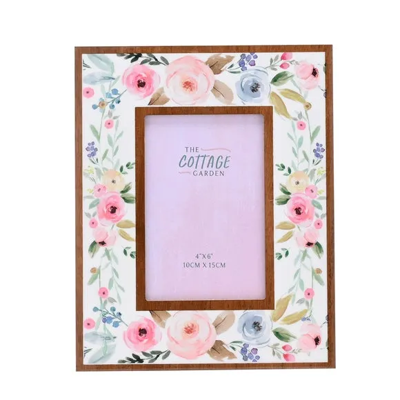 4x6 Photo Frame Floral Design - Multicolor, Wood