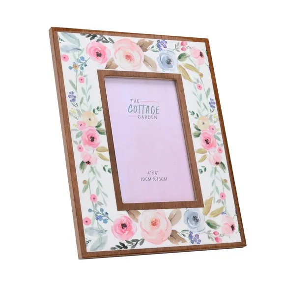 4x6 Photo Frame Floral Design - Multicolor, Wood