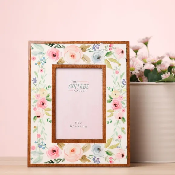 4x6 Photo Frame Floral Design - Multicolor, Wood image