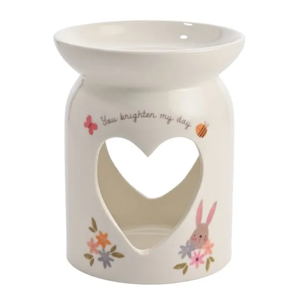 Ceramic Wax Melt Burner - White, Floral Design image