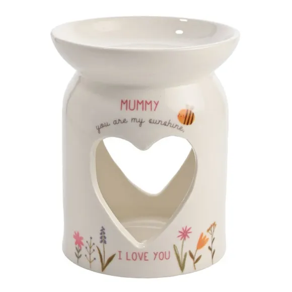 Ceramic Wax Melt Burner - White, Floral Design image