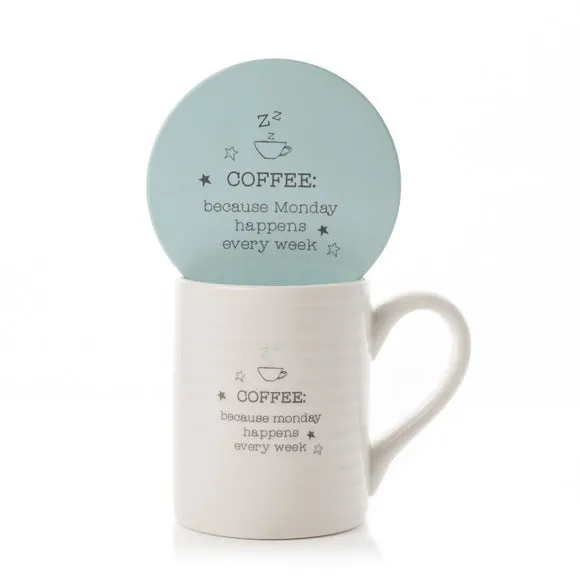 Coffee Mug & Coaster Set - Blue, Earthenware image