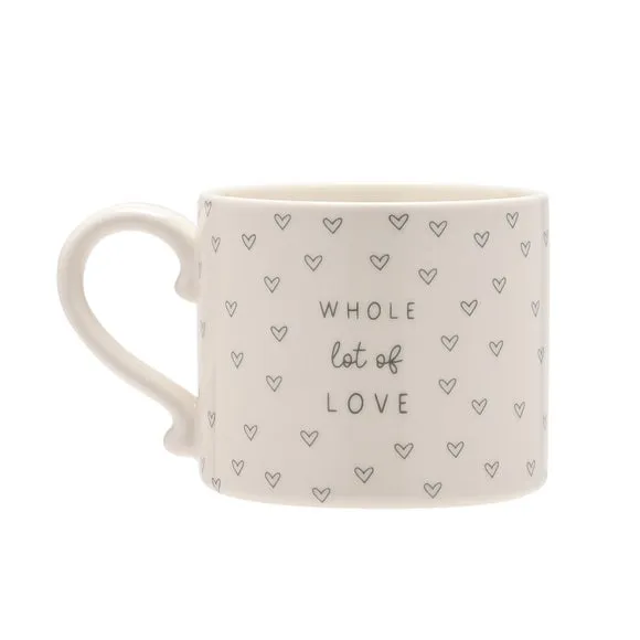 Coffee Mug with Heart Design - White, Stoneware