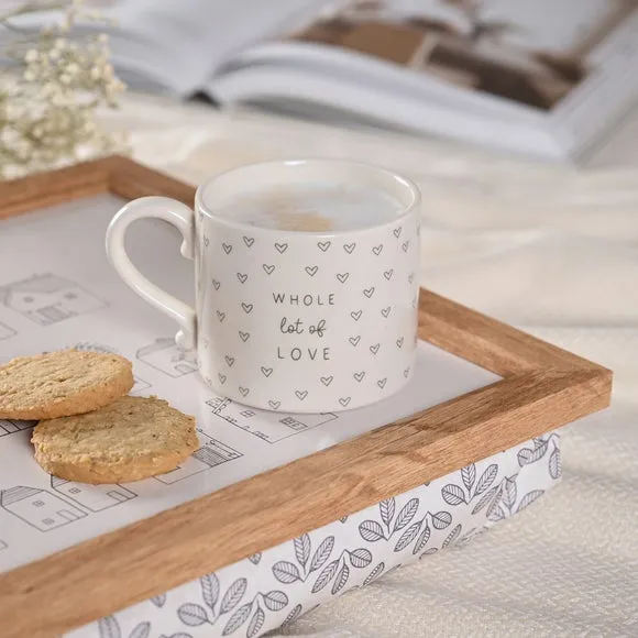 Coffee Mug with Heart Design - White, Stoneware image