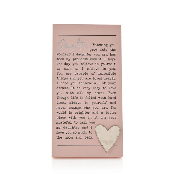 Daughter Moments Plaque - Pink, Wood