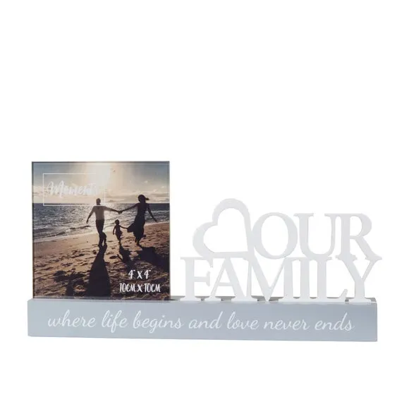 Family Photo Frame with Stand - Grey, Wood