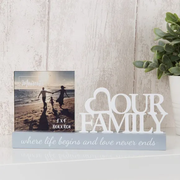 Family Photo Frame with Stand - Grey, Wood image