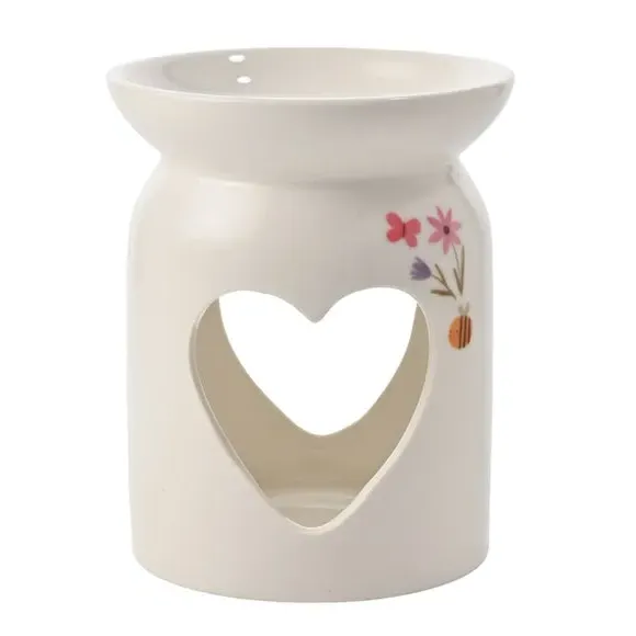 Floral Wax Melt Burner - White, Ceramic