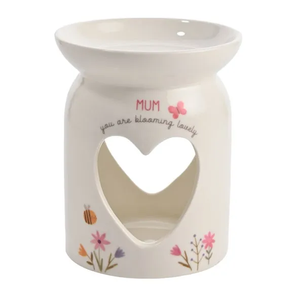 Floral Wax Melt Burner - White, Ceramic image